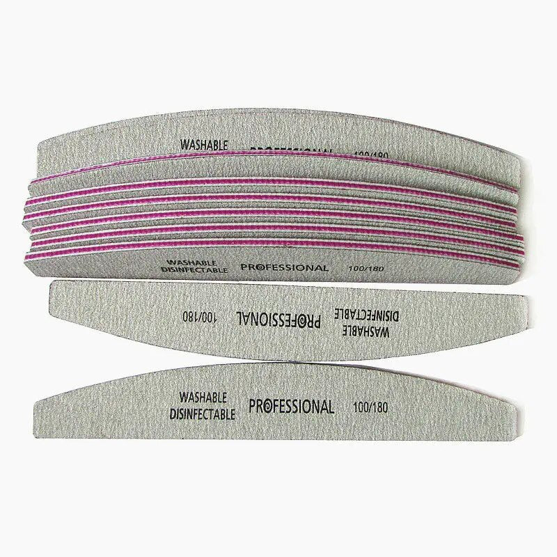 25/50PCS Nail File 100/180 UV Gel Polish Curved Grey Nail Art File Sanding Para Manicura Lime A Ongle Pedicure Nail Tool