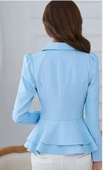 Fashion Hot  New Women Blazers And Jackets Song-sleeve Slim Blazer Ruffle Short Blazer Design Candy Color Outerwear & Coats - KAISERINC
