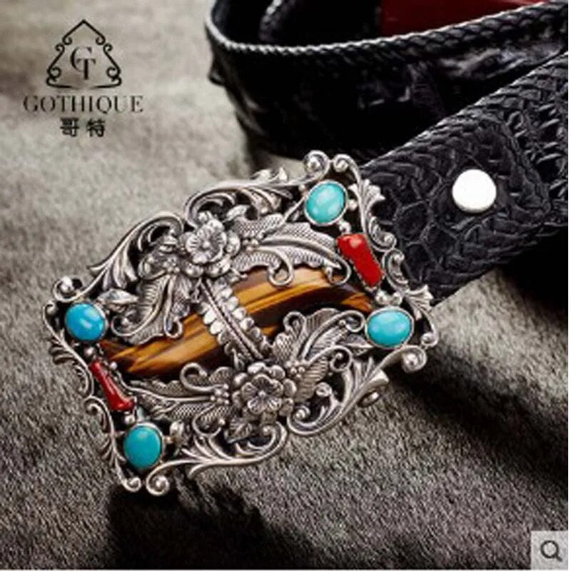 gete 2019 new Import bay crocodile men crocodile leather belt 925 pure silver jade buckle pure hand woven belt belt men