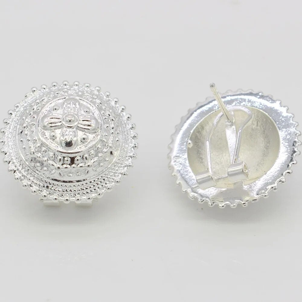 Adixyn Ethiopian Jewelry set For Women Silver Plated Necklace/Pendant/Earrings/Bangle/Ring African Habesha Jewelry sets