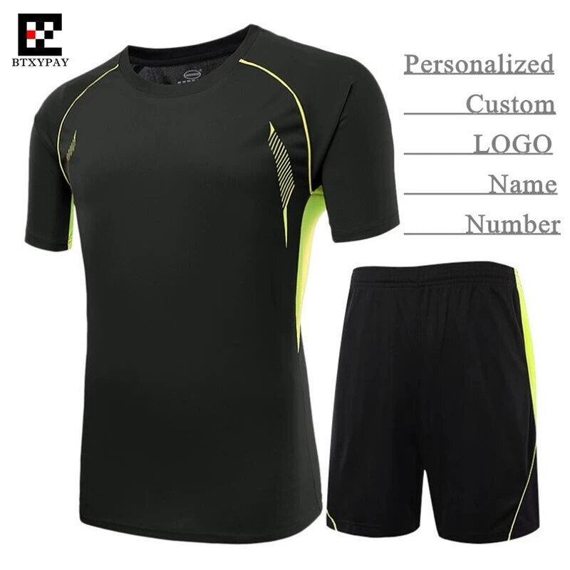50sets Custom LOGO&Name&Number,Adult Man&Boy Pro Soccer Jersey Sets,Children Football Clothes (T-Shirt+Shorts),Training&Match