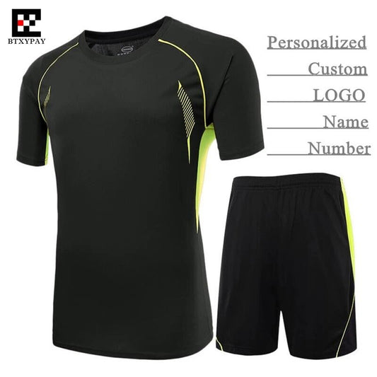 50sets Custom LOGO&Name&Number,Adult Man&Boy Pro Soccer Jersey Sets,Children Football Clothes (T-Shirt+Shorts),Training&Match