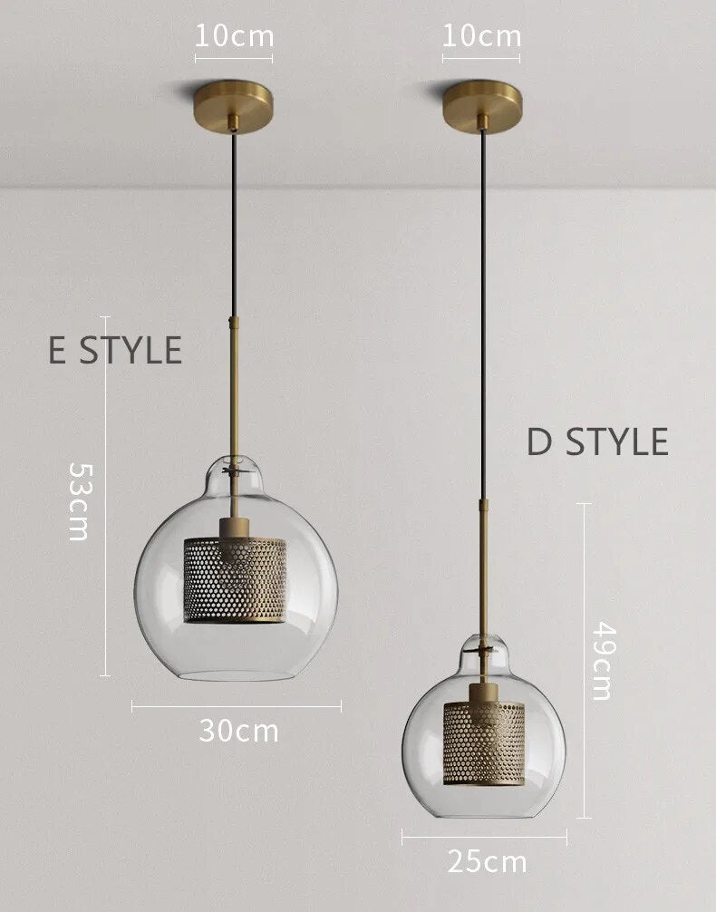 Vintage Loft Glass Ball LED Pendant Light Creative Industrial Restaurant Pendant Lamp Nordic Cafe Bar Hanging Light Fixtures