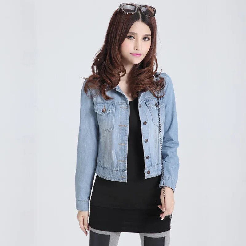 Womens Jackets Coats 2023 Spring Women  Jeans Jackets Denim Fashion Slim Cotton Solid Jacket for Women Outerwear Ladies Coats - KAISERINC