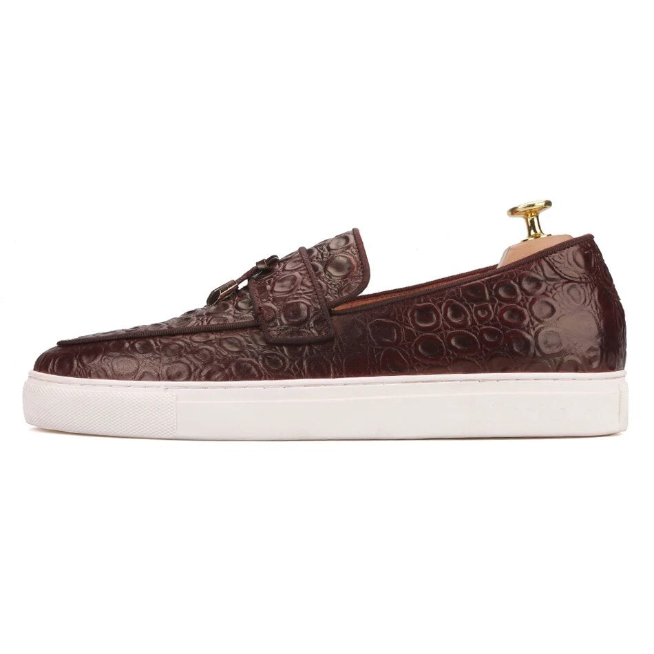 Piergitar 2019 brown colors Genuine Leather Men sneakers with tassel Handcrafted Sporty style men's casual shoes white outsole