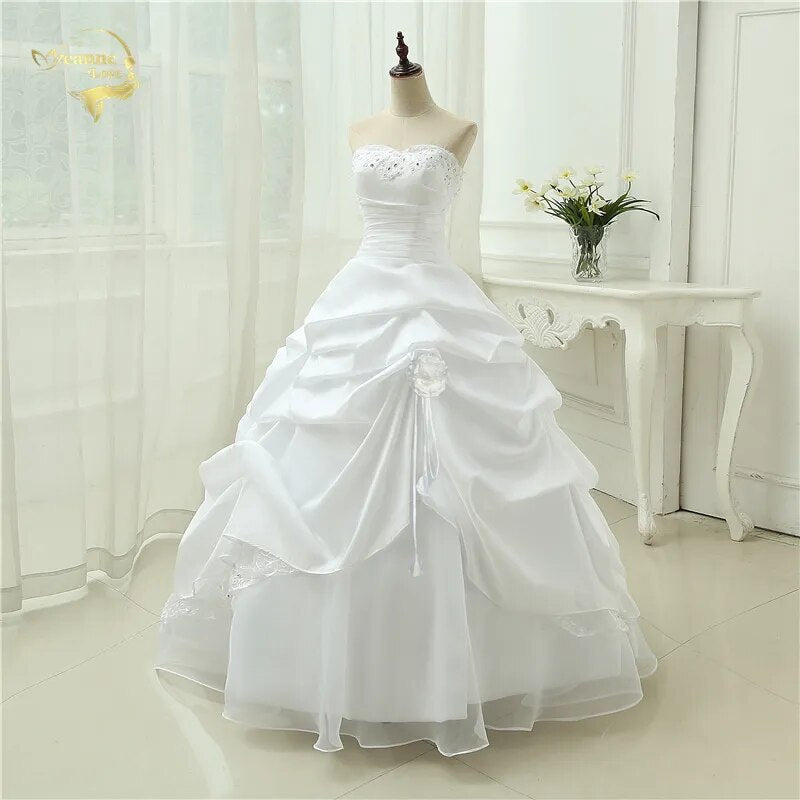 Wedding Gown A line Vestido De Noiva Applique Sequins Sweetheart Casamento White Ivory Plus Size 2023 Wedding Dresses OW 2043 - KAISERINC