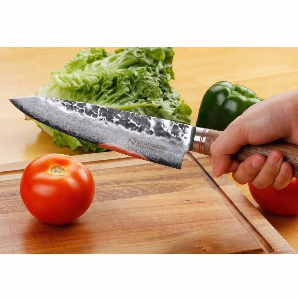 YOUSUNLONG Chef Knife 8 Inch Professional Gyuto Damascus Steel V10 Steel Core,Natura Americas Walnut Wood Handle