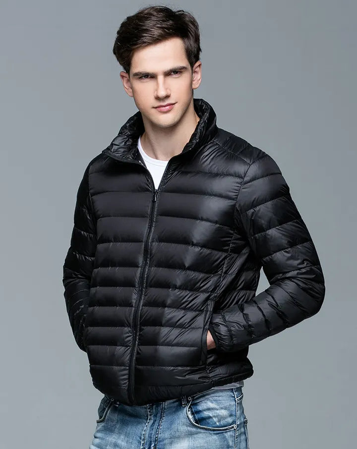 New Autumn Winter Man 90% Duck Down Jacket Ultra Light Thin S-3XL Spring Jackets Men Stand Collar Outerwear Coat - KAISERINC