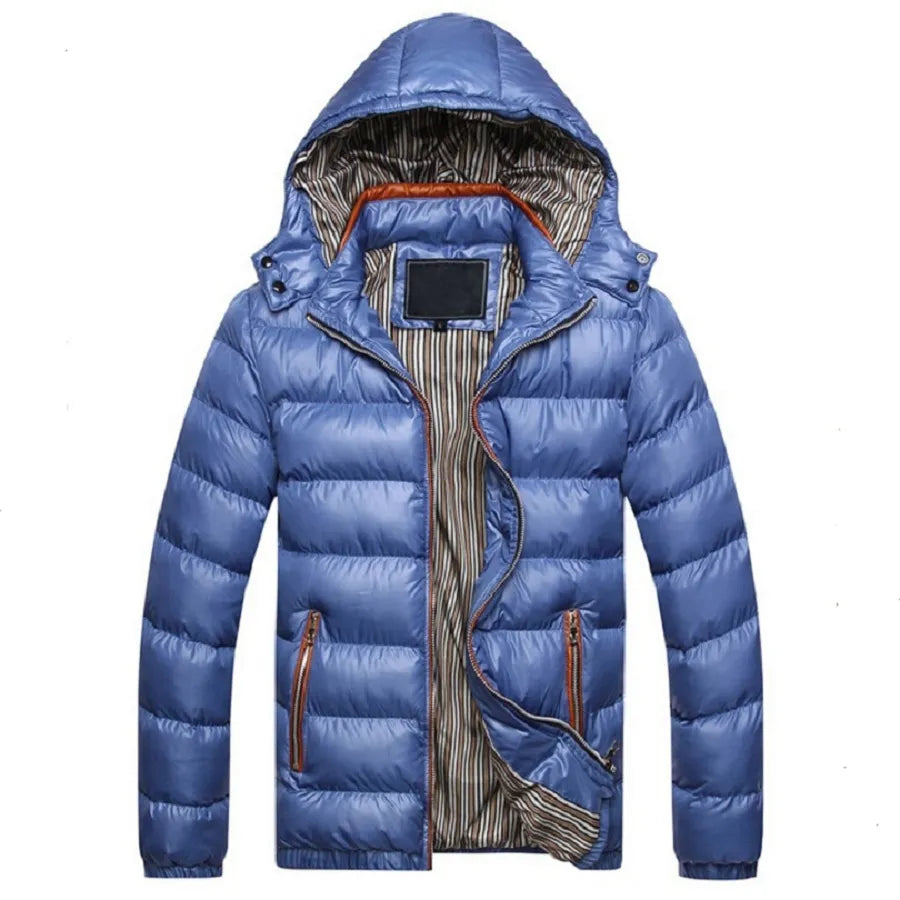 Men's Winter Jacket Solid Slim Fit Cotton Padded Windproof Warm Coats Men Spring Autumn Outwear Jackets Tops Size Plus 4XL 5XL - KAISERINC