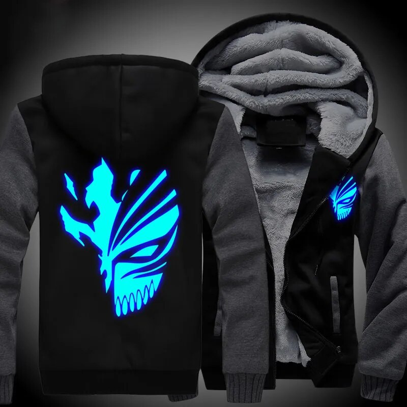 New Winter Jackets and Coats Death Hoodie Anime Luminous Hooded Thick Zipper Men Sweatshirts - KAISERINC