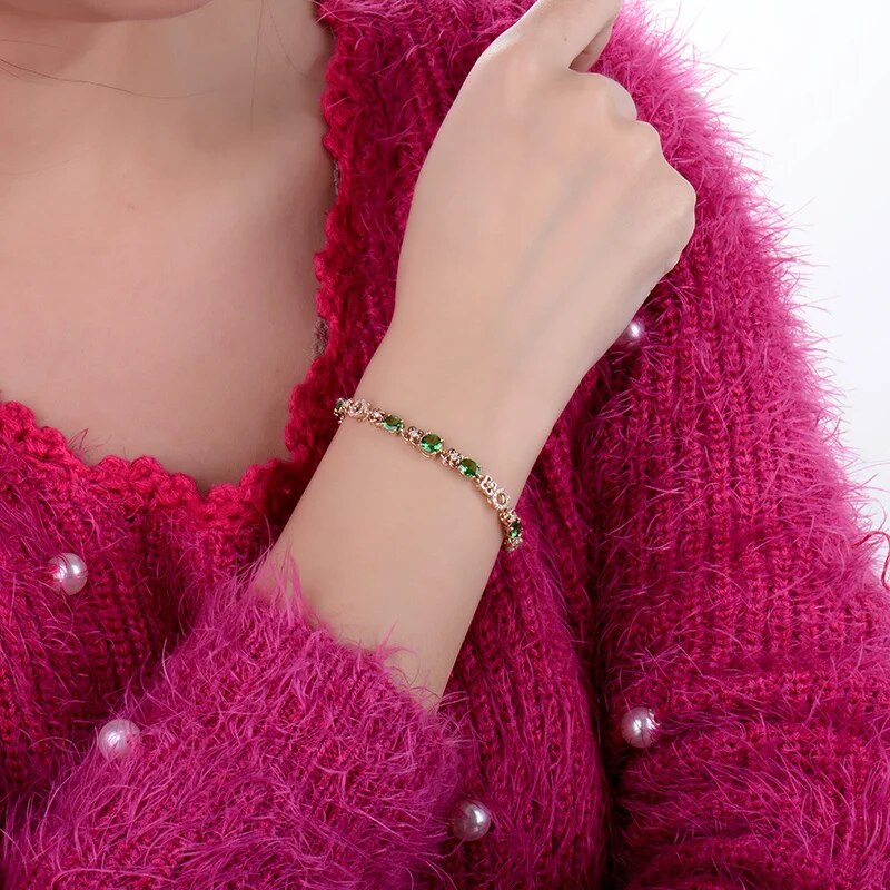 LOVERJEWELRY браслет Lady Bracelets 2.03Ct Natural Tsavorite Diamonds 18Kt Rose Gold Cluster Bracelet For Women Birthday Gifts