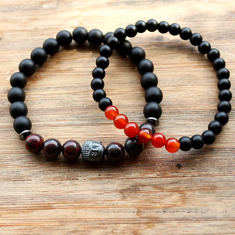 Stone Beads & Hematite Cross Buddha Charm Bead Bracelet Multilayer stretch Bracelets For Men Women Jewelry