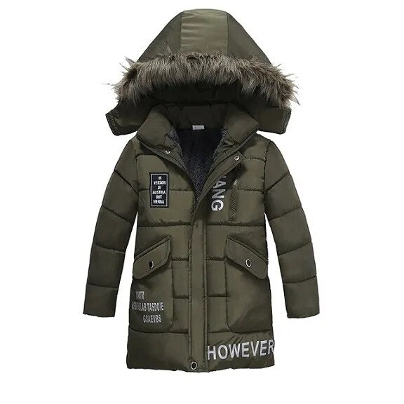 Warm Thickening Winter Fur Collar Child Coat Kids Outerwear Windproof Baby Boys Girls Jackets For 2-6 Years Old - KAISERINC