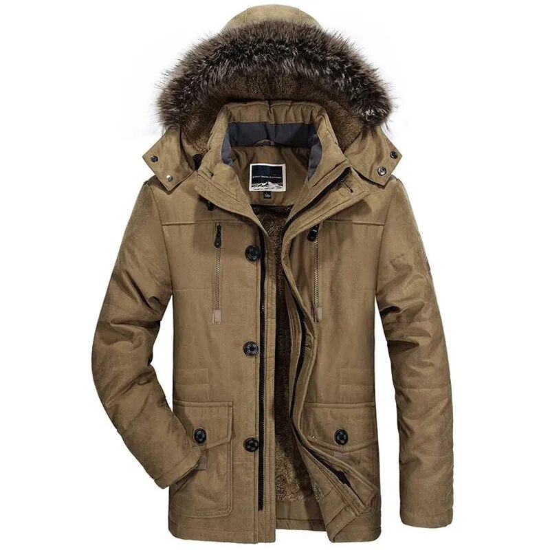 Mens New Fashion Winter Jacket Men Thick Casual Outwear Jackets Men's Fur Collar Windproof Parkas Plus Size 6XL Velvet Warm Coat - KAISERINC