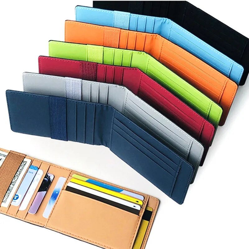 New Slim Leather Women Money Clip Wallet Wholesale Mini Men's Purse Bank Credit Card Case Man Small Cash Holder For Male