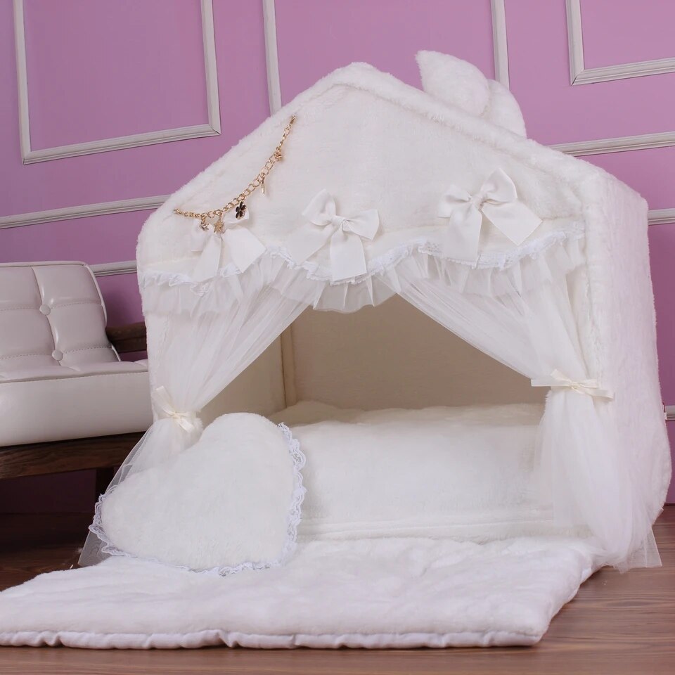 Coral Velvet Tent House For Pets Soft Kennel Pet Nest Kitten House Dog Bed Cat Bed Pet Stand House Beds And Houses House For Dog