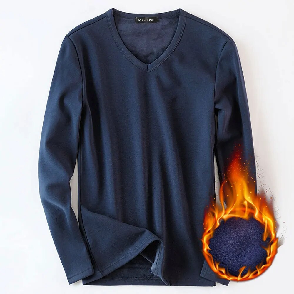Classic Cotton Mens O Neck Undershirt Solid Bottoming Shirt Singlet Soft Comfortable Thermal Fleece Underwear Man Basic Clothing