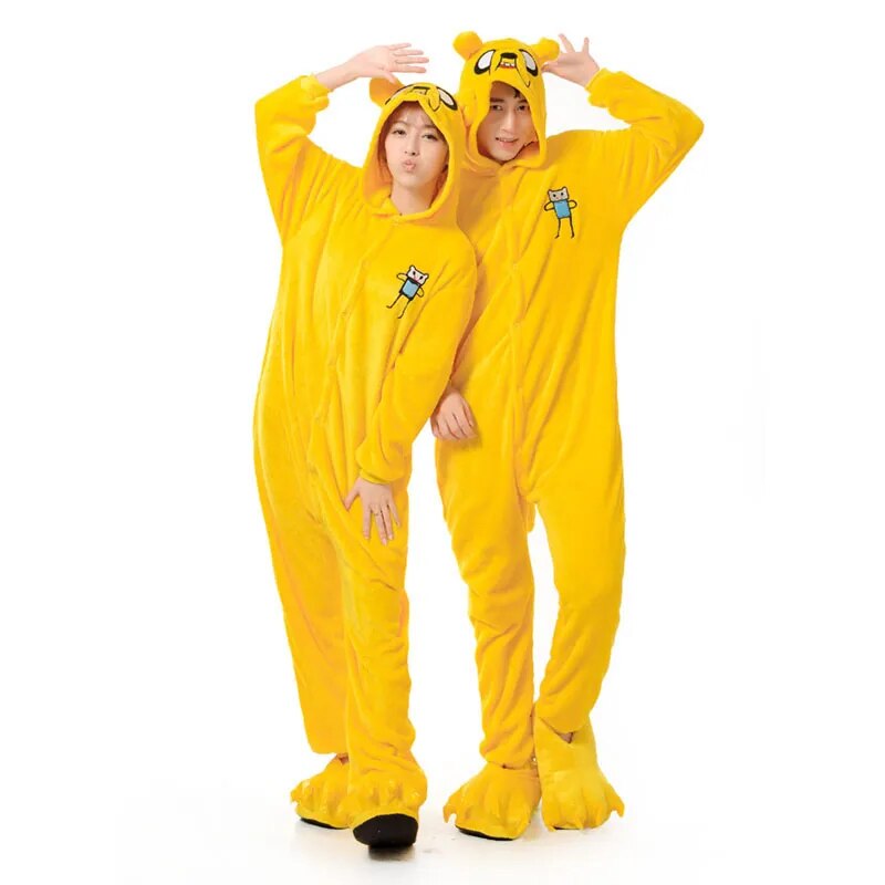 Jake Onesie Kigurumis  Yellow Dog Pajama Women Adult Soft Warm Sleepwear Festival Party Outfit  Winter Funny Cartoon Jumpsuit