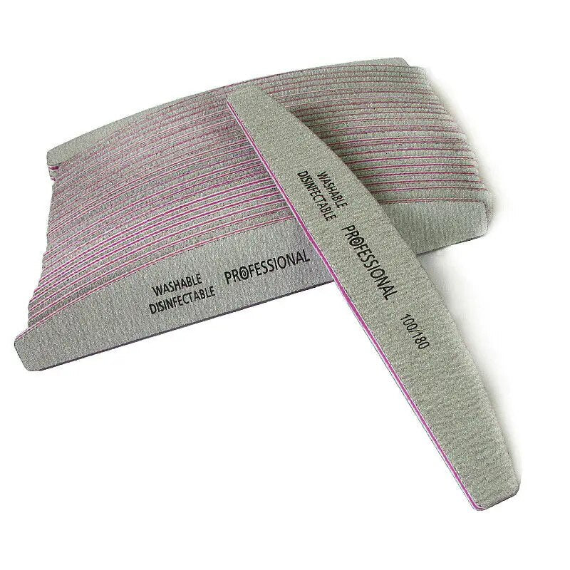 25/50PCS Nail File 100/180 UV Gel Polish Curved Grey Nail Art File Sanding Para Manicura Lime A Ongle Pedicure Nail Tool