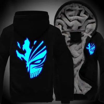 New Winter Jackets and Coats Death Hoodie Anime Luminous Hooded Thick Zipper Men Sweatshirts - KAISERINC