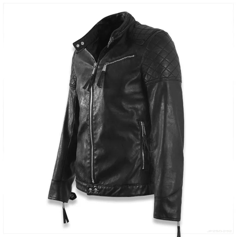Hot ! High quality new Spring fashion leather jackets men, brand motorcycle leather jackets skull M-5XL - KAISERINC