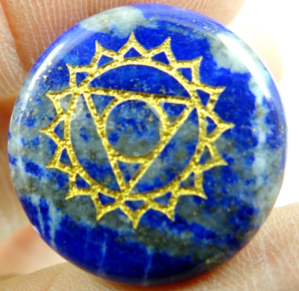 Natural Stone carved Chakra Pendant Round Shape purple Crystal Quartz lapis Choker Reiki 7 Chakra Stone Pendant Necklace no hole