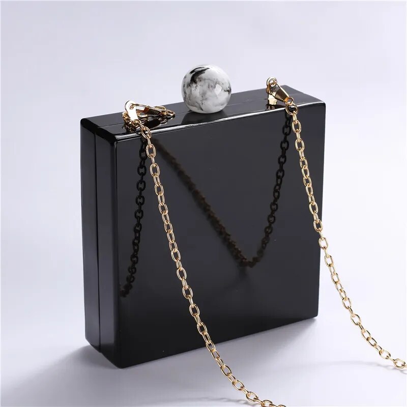 Patchwork Acrylic Handbags Evening Clutches Wedding Party Wallets Purse for Women Chain Shoulder Bag Ladies Dropshipping