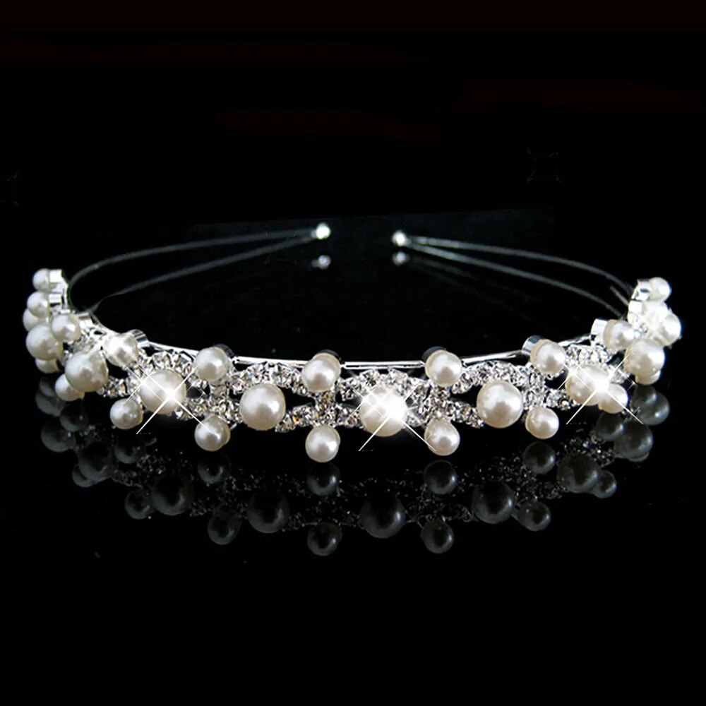 AINAMEISI Princess Tiara Bridal Prom Crown Girl Elegant Hairbands Pearl Crystal Wedding Hair Jewelry Accessories Headband Gift