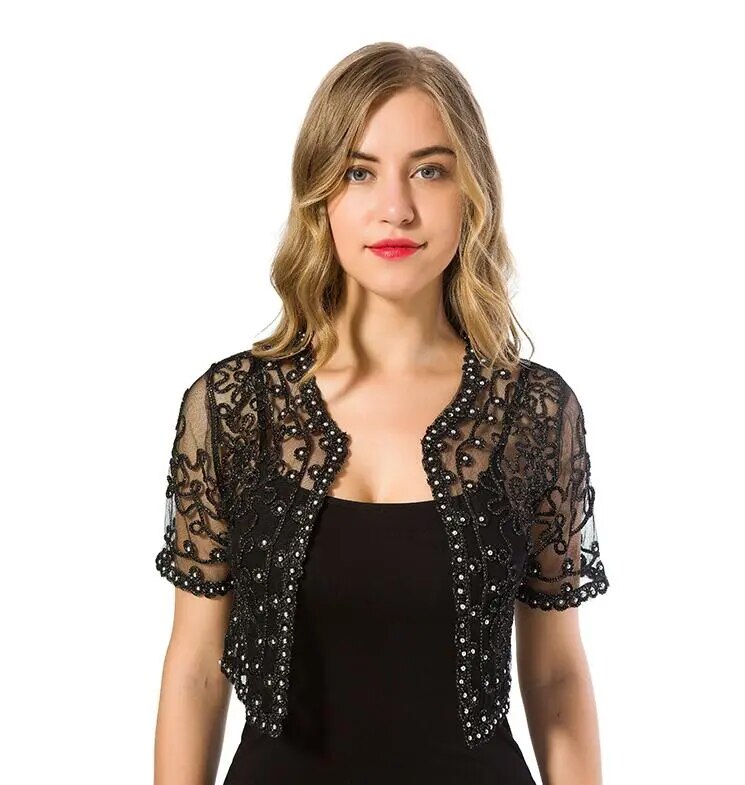 Women Basic Coat 2023 Summer Style Women Perspective Shawl Fashion Hollow Out Lace Boleros Short Sleeve Coats Jackets Female - KAISERINC