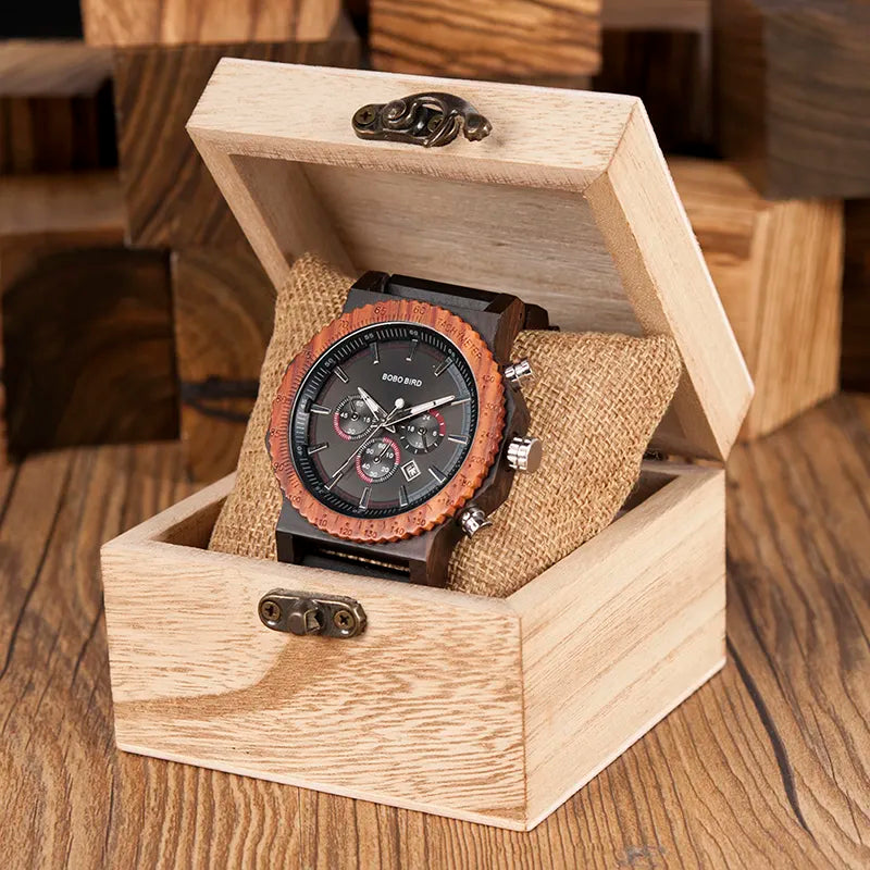 51mm Big Size Men Watch BOBO BIRD relogio masculino Wooden Quartz Top Luxury Watches for Dad Gift reloj mujer Accept Logo