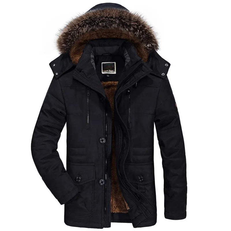 Mens New Fashion Winter Jacket Men Thick Casual Outwear Jackets Men's Fur Collar Windproof Parkas Plus Size 6XL Velvet Warm Coat - KAISERINC