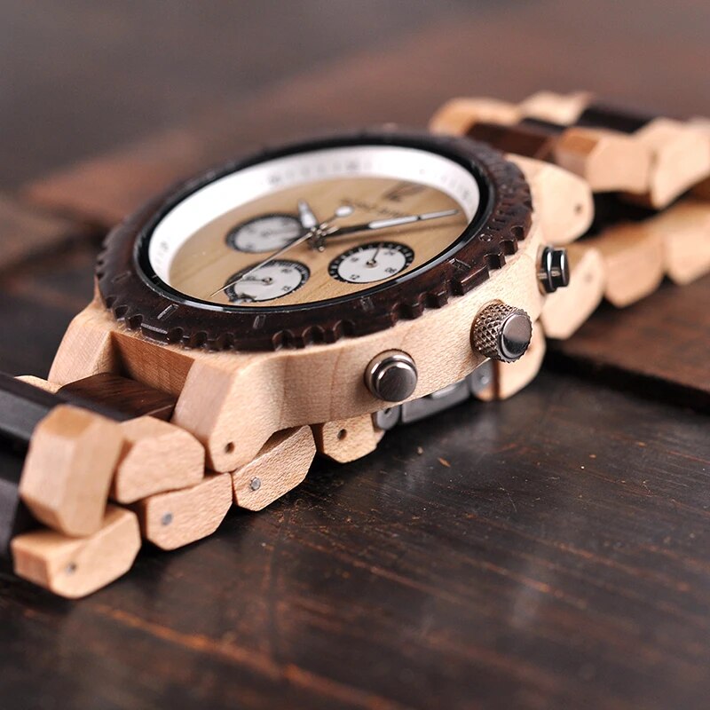BOBO BIRD Wooden Watch Men Relogio Masculino Luxury Stylish Timepieces Chronograph Military Quartz Watches Great Gift for Men