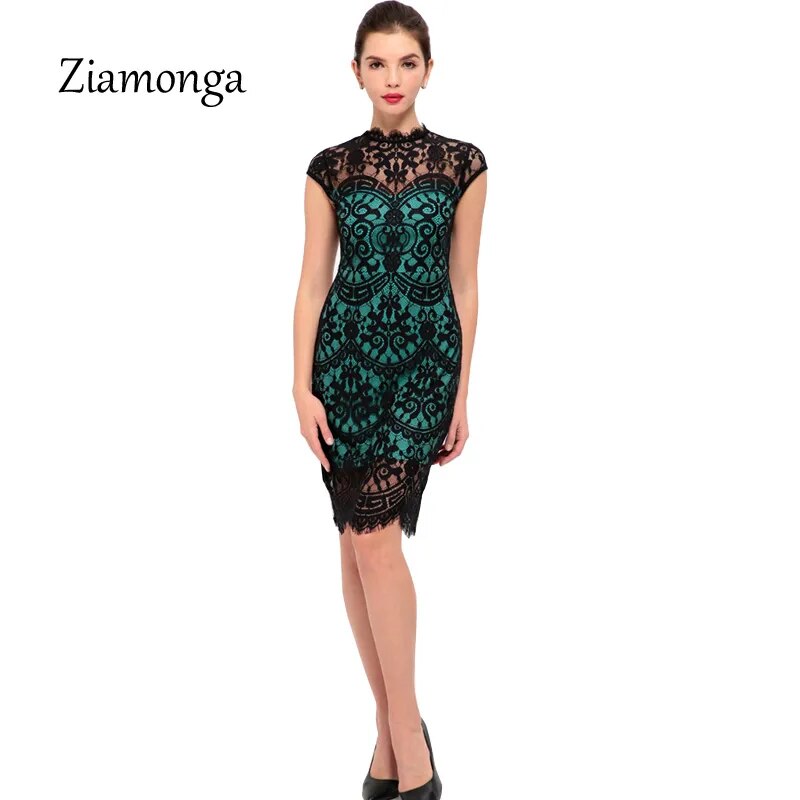 Women Summer Dress 2017 Elegant Knee Length Midi Floral Lace Dress Wear To Work Sheath Bodycon Sexy Dress Casual Women's Dresses - KAISERINC