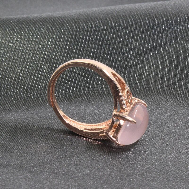 CoLife Jewelry Fashion Rose Quartz Ring for Party 100% Natural Rose Quartz Silver Ring Rose Gold Color Silver Jewelry