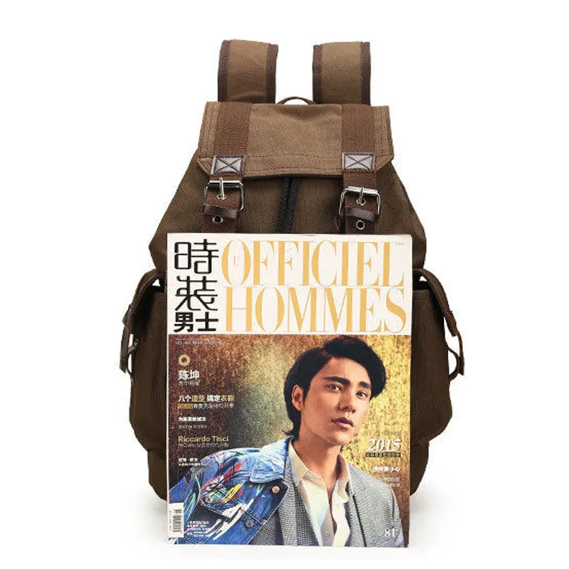 Scione Canvas Men's Backpack School Rucksack Men Drawstring Backpacks Women Travel Shoulder Bagpack Teenagers Laptop Back Pack