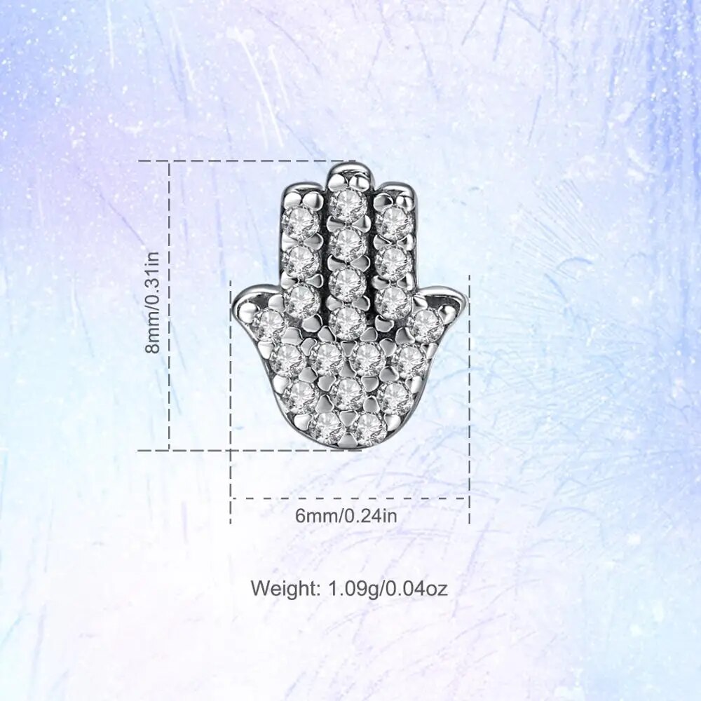 Eudora 925 Sterling Silver Hamsa Hand Earring Silver Hand Ear Stud with Clear Cubic Zirconia Earrings Jewelry for Lover CYE104