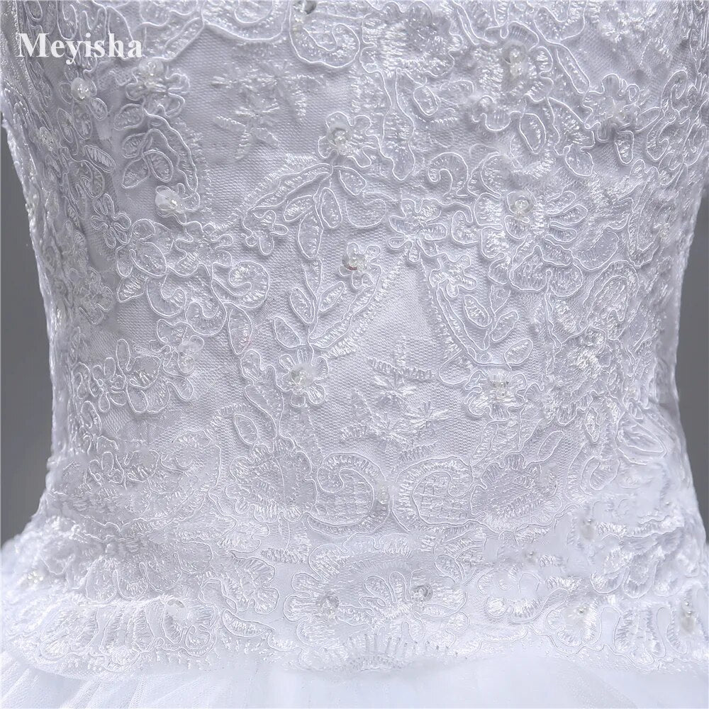 ZJ9022 Corset Lace Up 2023 Beads Strapless Crystal Sweetheart White Wedding Dresses For Brides Plus Size Maxi Formal - KAISERINC
