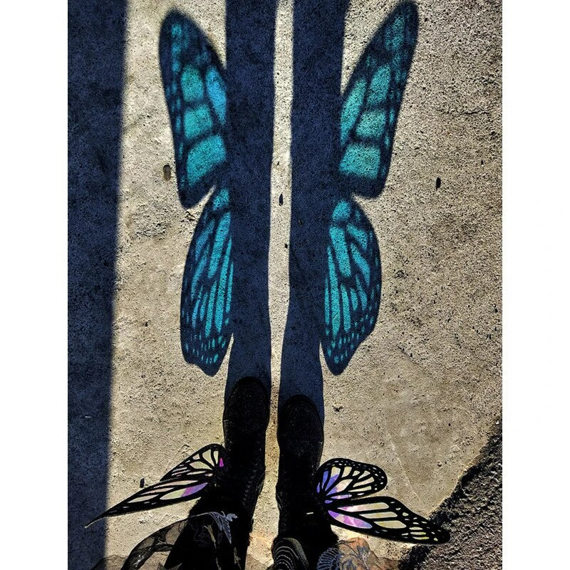 Women Butterfly Wings Sneakers Shine Silver Short Boots Lace Up Colorful Ladies Shoes Sneakers With Sequines Women Runway Boots