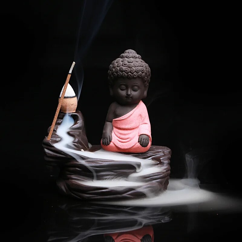 Creative Home Decor The Little Monk Censer Small Buddha Burner Backflow Stick Incense Burner Purple Clay Censer Home Decoration