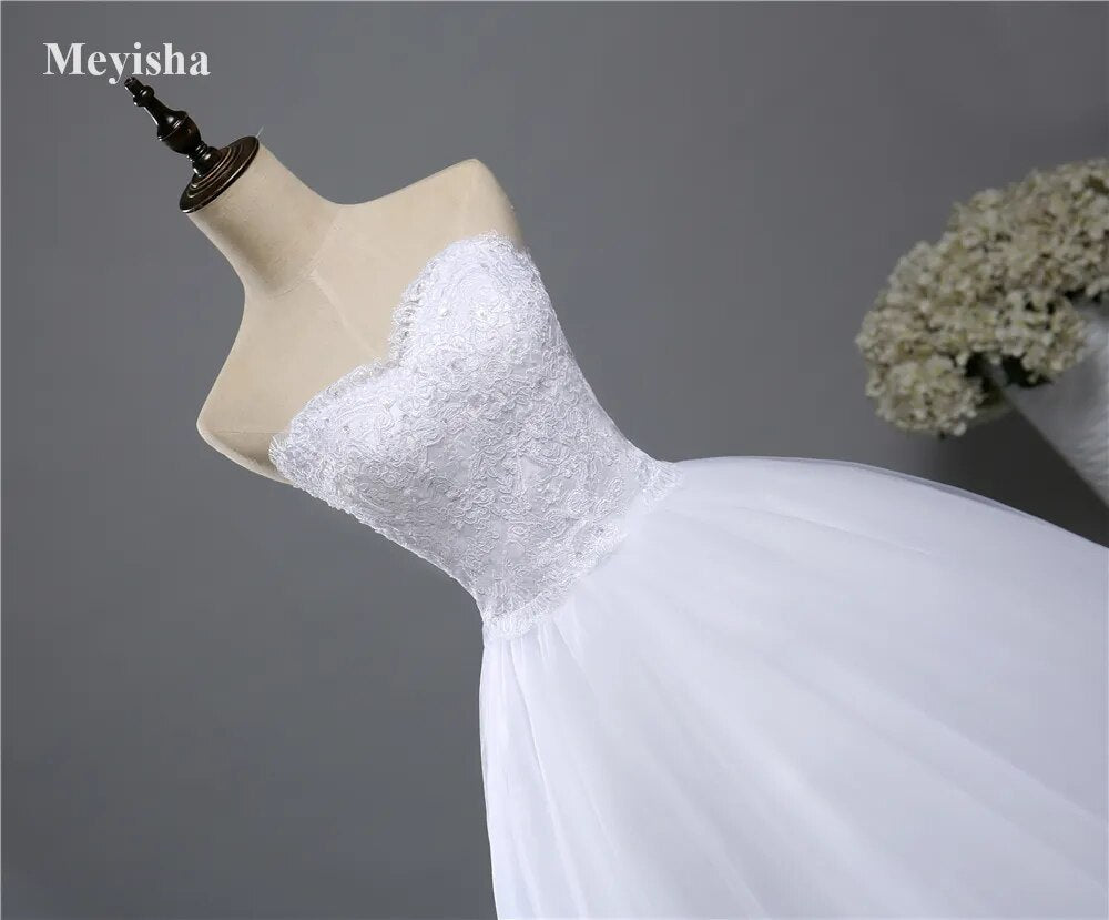 ZJ9022 Corset Lace Up 2023 Beads Strapless Crystal Sweetheart White Wedding Dresses For Brides Plus Size Maxi Formal - KAISERINC