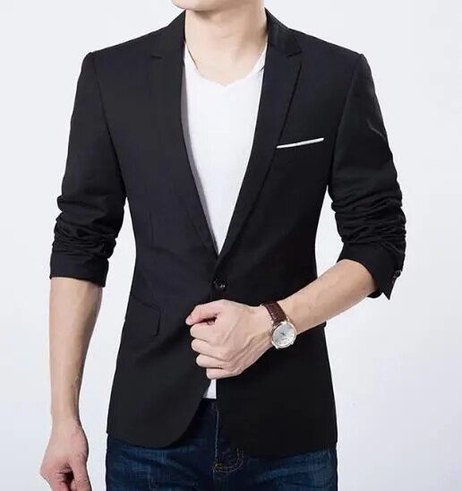 2023 Fashion Men Casual 1 Cotton Jackets Male Slim Fit formal Sky Blue Black Blazer Suit Plus Size 5XL Fashion Men Blazer Sping - KAISERINC