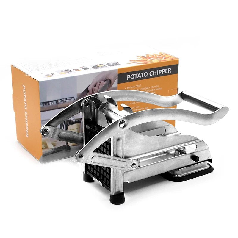 French Fry Cutter with 2 Blades Stainless Steel Potato Slicer Cutter Chopper Potato Chipper For Cucumber Carrot