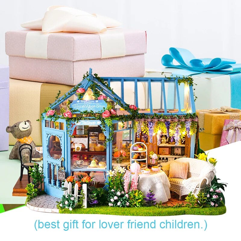 CUTEBEE DIY Dollhouse Wooden doll Houses Miniature Doll House Furniture Kit Casa Music Led Toys for Children Birthday Gift A68B