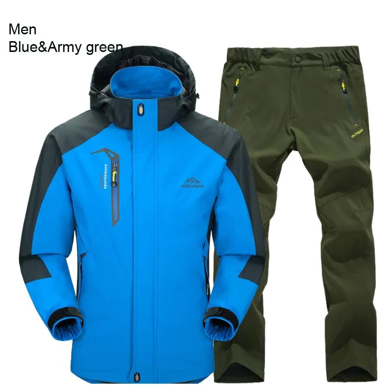 TRVLWEGO Jacket Pants Hiking Camping Spring&Autumn Outdoor Single Waterproof 20000MM Men's Windbreak Trekking Coat Trousers - KAISERINC