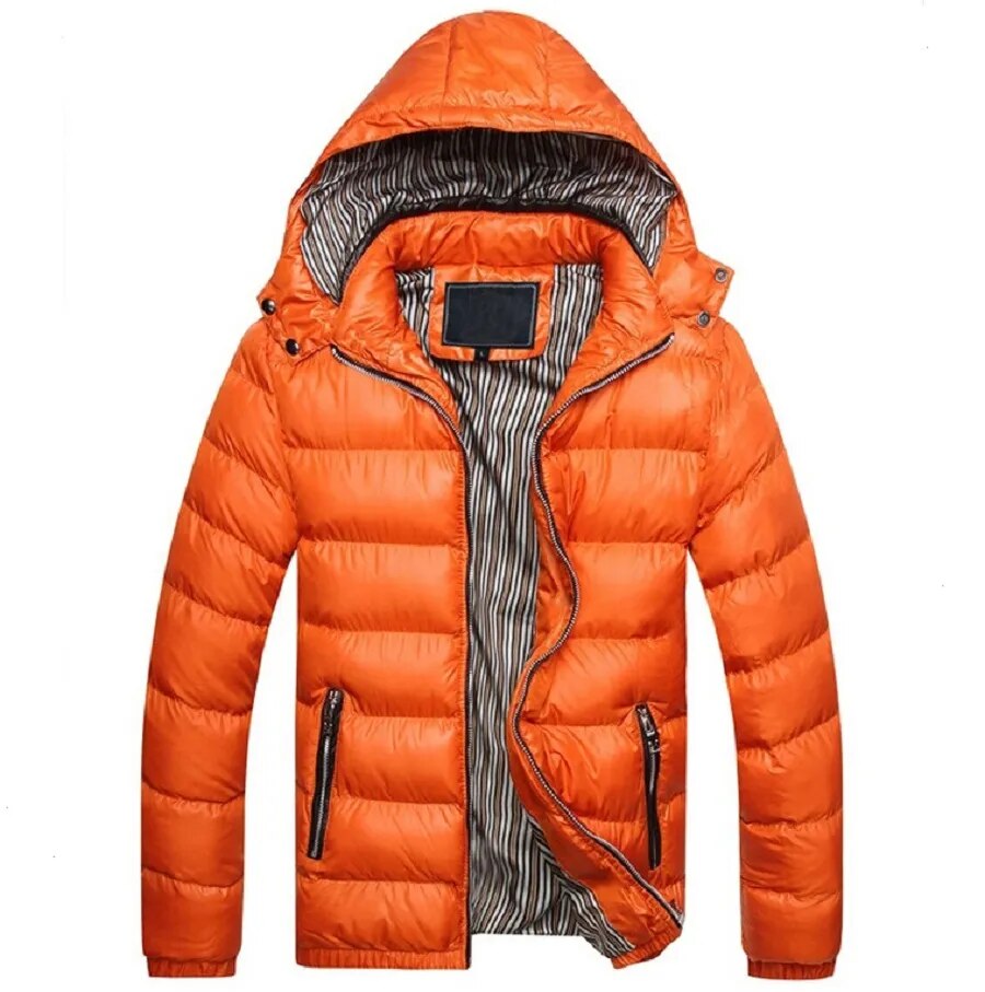 Men's Winter Jacket Solid Slim Fit Cotton Padded Windproof Warm Coats Men Spring Autumn Outwear Jackets Tops Size Plus 4XL 5XL - KAISERINC