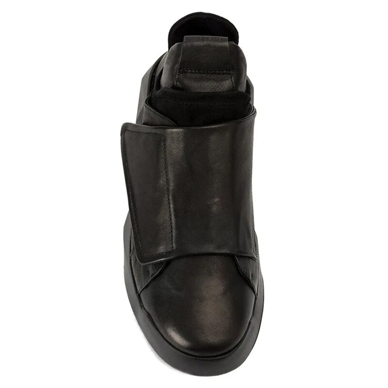 Korean Spring New Men Genuine Leather Casual Sneakers Gothic Thick Platform Punk Shoes Male Hip Hop Dancing Trainer Footwear
