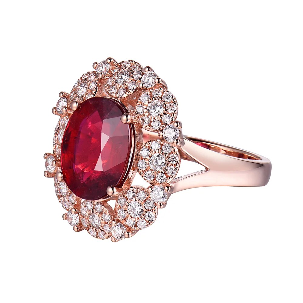 Fantastic Natural Tourmaline Gemstone Rings Diamonds 18K Rose Gold Engagement Party Ring Oval 10x12mm For Women Promise Gift