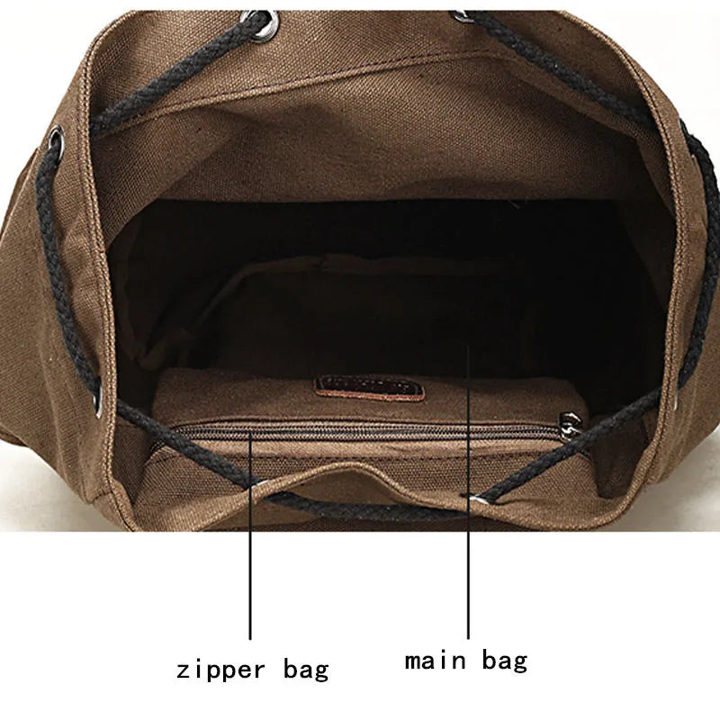 Scione Canvas Men's Backpack School Rucksack Men Drawstring Backpacks Women Travel Shoulder Bagpack Teenagers Laptop Back Pack