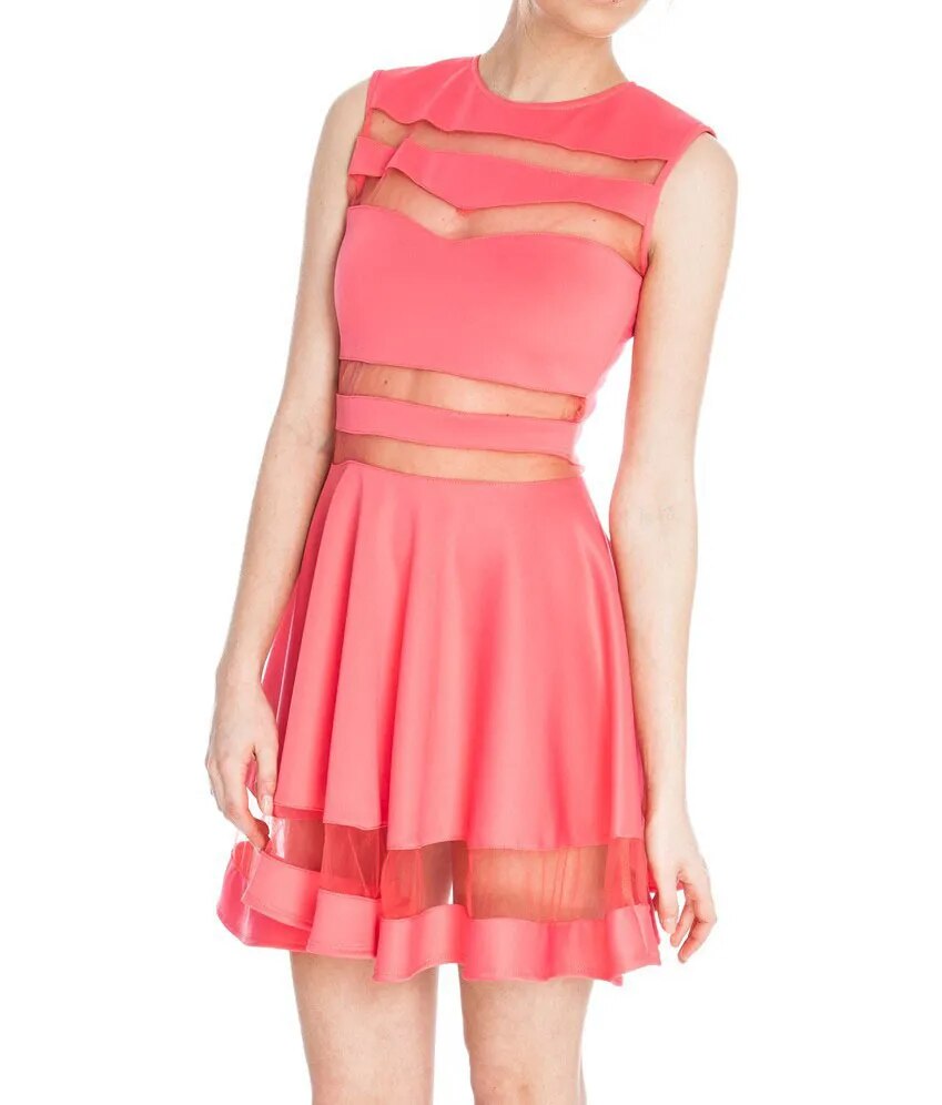 New 2017 Summer Dresses Women Casual Dress Sexy Transparent Mesh Fabric Stitching Big Wing Club Dresses Girl Print Dress Brand - KAISERINC