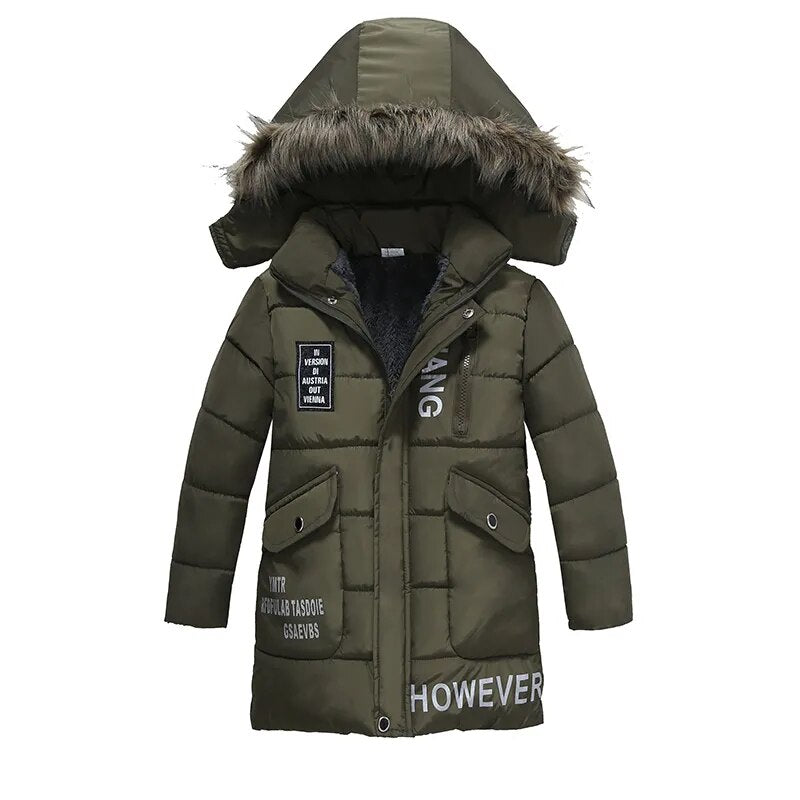 Warm Thickening Winter Fur Collar Child Coat Kids Outerwear Windproof Baby Boys Girls Jackets For 2-6 Years Old - KAISERINC